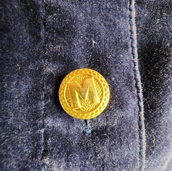 Vintage Bob Mackie Wearable Art Blue Velvet Button Down Embroidered Jacket SizeS - Picture 3 of 16